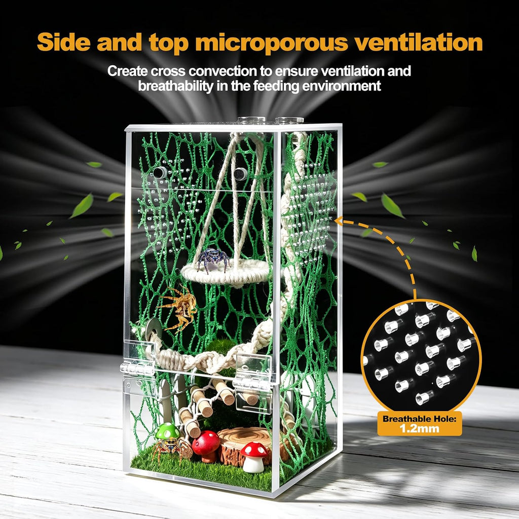 18Pcs Jumping Spider Enclosure Hammock Kit，Ventilation DIY Insects Habitat