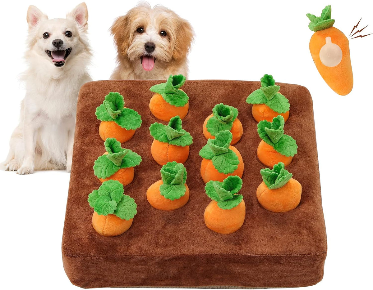 Snuffle Mat & Carrot Puzzle Toy for Dogs, Enrichment Toys with 12 Carrots