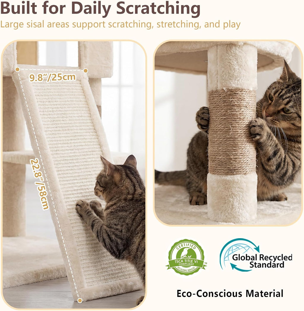 Heybly Cat Tree, 82.7″ Extra Tall Cat Tower for Large Cats Adult HCT063MJ