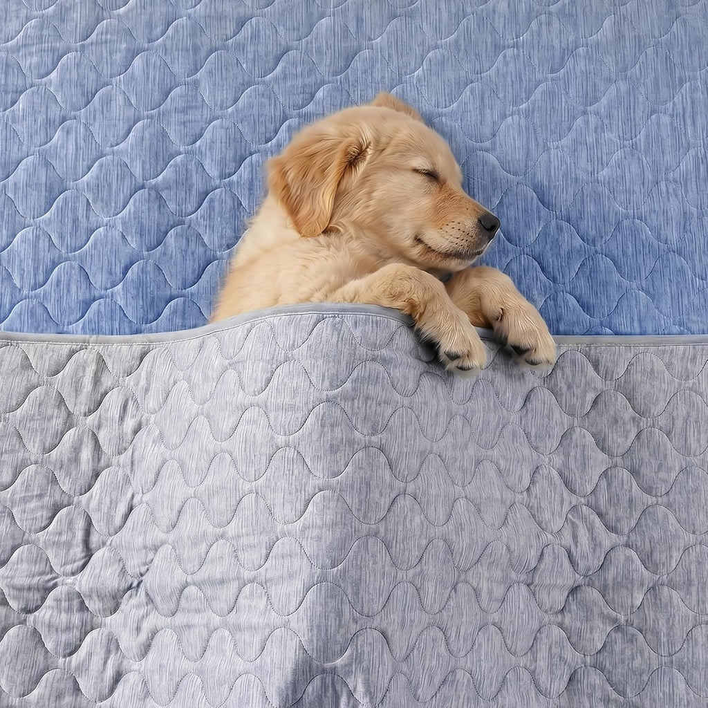 Cozy Bliss Leakproof Cooling Blanket for Large Dogs – Q-Max 0.5, Durable & Washable Dog Cooling Mat for Hot Weather, Soft Pet Throw & Couch Protector for Dogs & Cats, 40x60 Inch, Heather Silver Grey