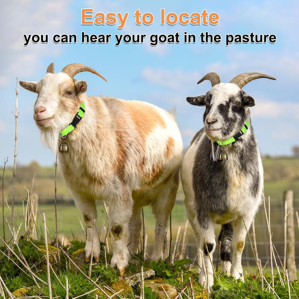 M METERXITY 3-Pack Goat Collars with Bells Polyester Green