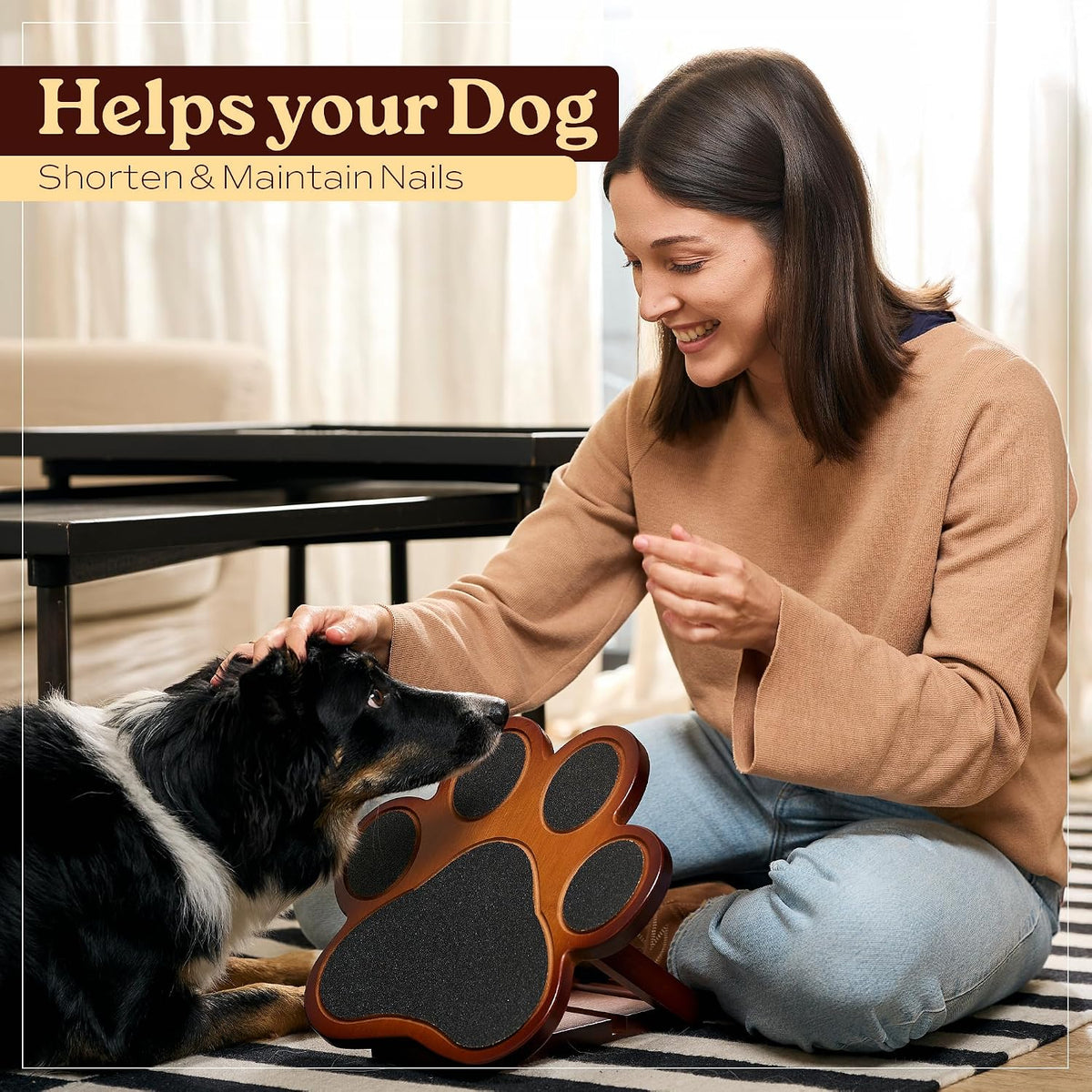 Dog Scratch Board – Bamboo 3-Piece Set for Small & Medium Dogs, Includes Nail File Board, Door Knob Nail Filer & Curved File – Reinforced Durable Design, Non-Slip Training Pad