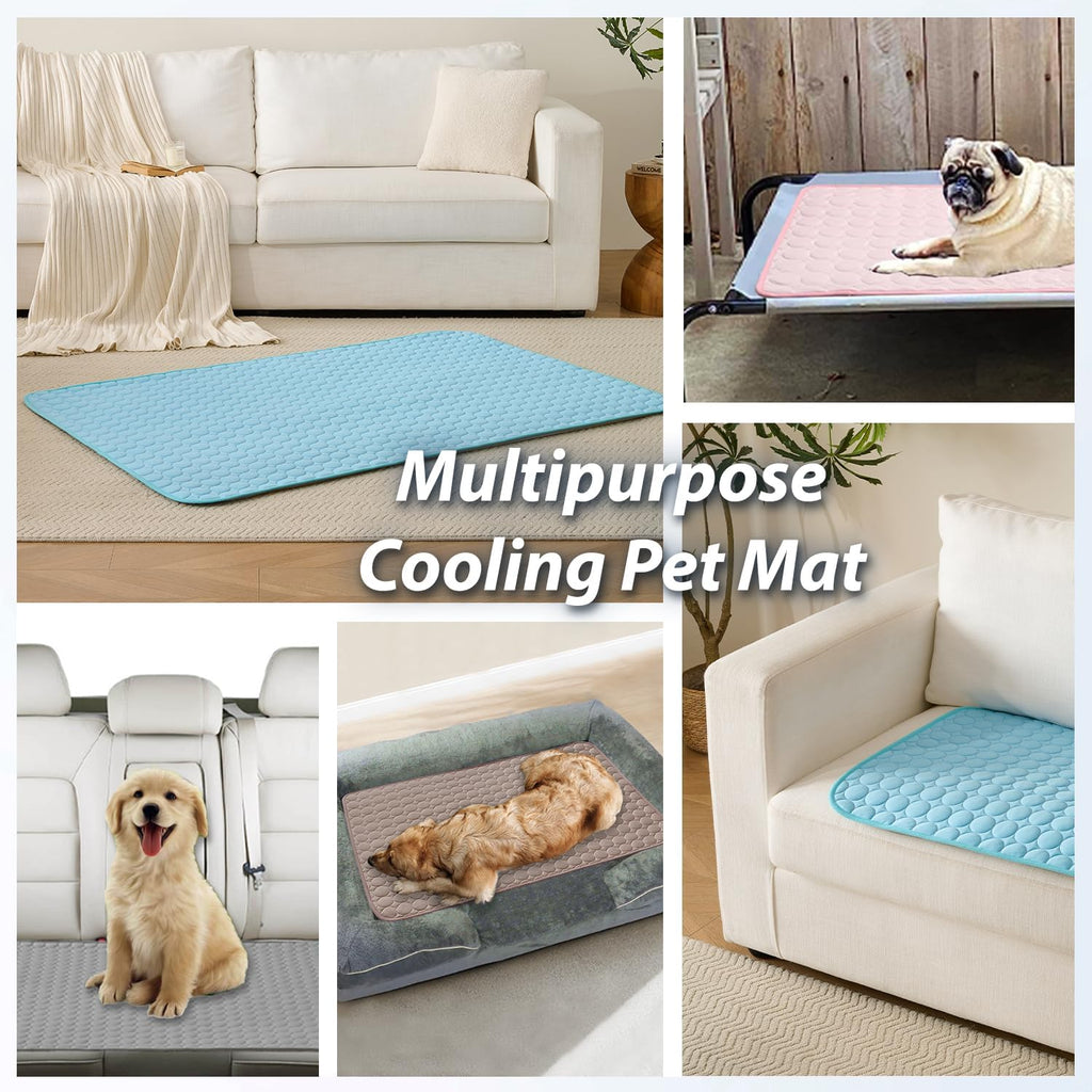 MICROCOSMOS Summer Cooling Mat & Sleeping Pad- Water Absorption Top, Materials Safe, Easy Carry, EZ Clean. Keep Cooling for Pets, Kids and Adults.(Dark Blue, 28" x 22")