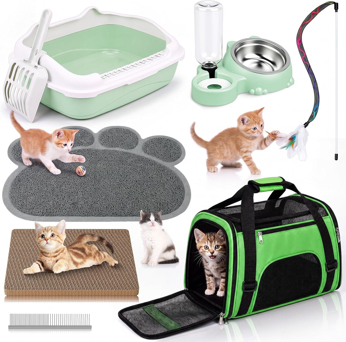 8 Pcs Kitten Supplies Starter Kit Cat Starter, Handbag, Pink
