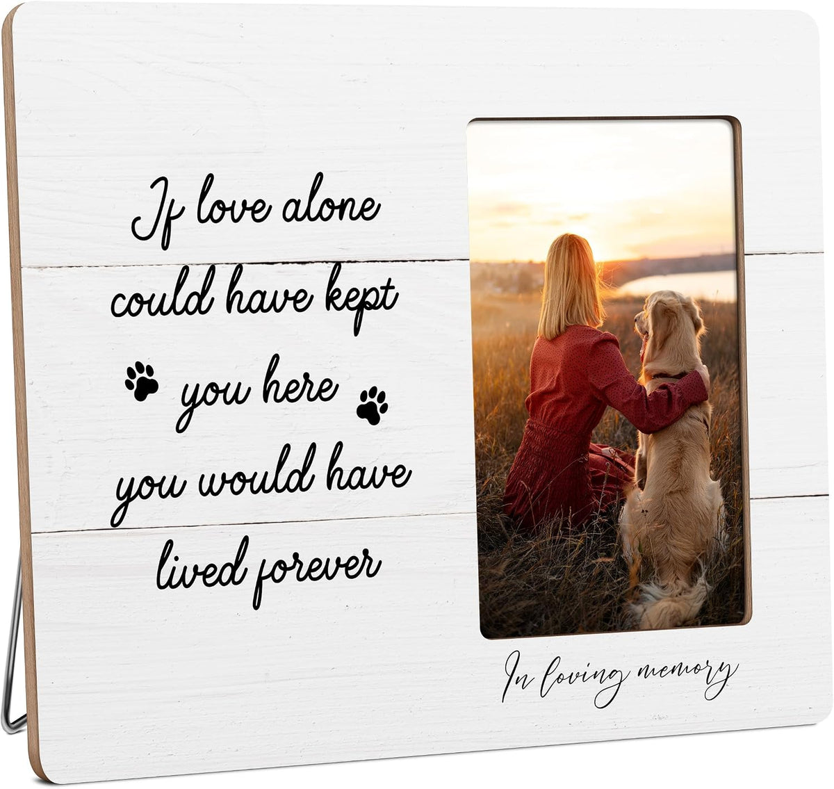 Cat Memorial Gifts for Loss of Cat, Pet Sympathy Gift Wooden Picture Frames, 4x6 inch Photo