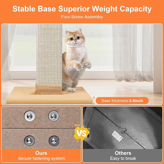 Cat Scratching Post 33 Inch Nature Sisal Cat Scratch Post - Image 5