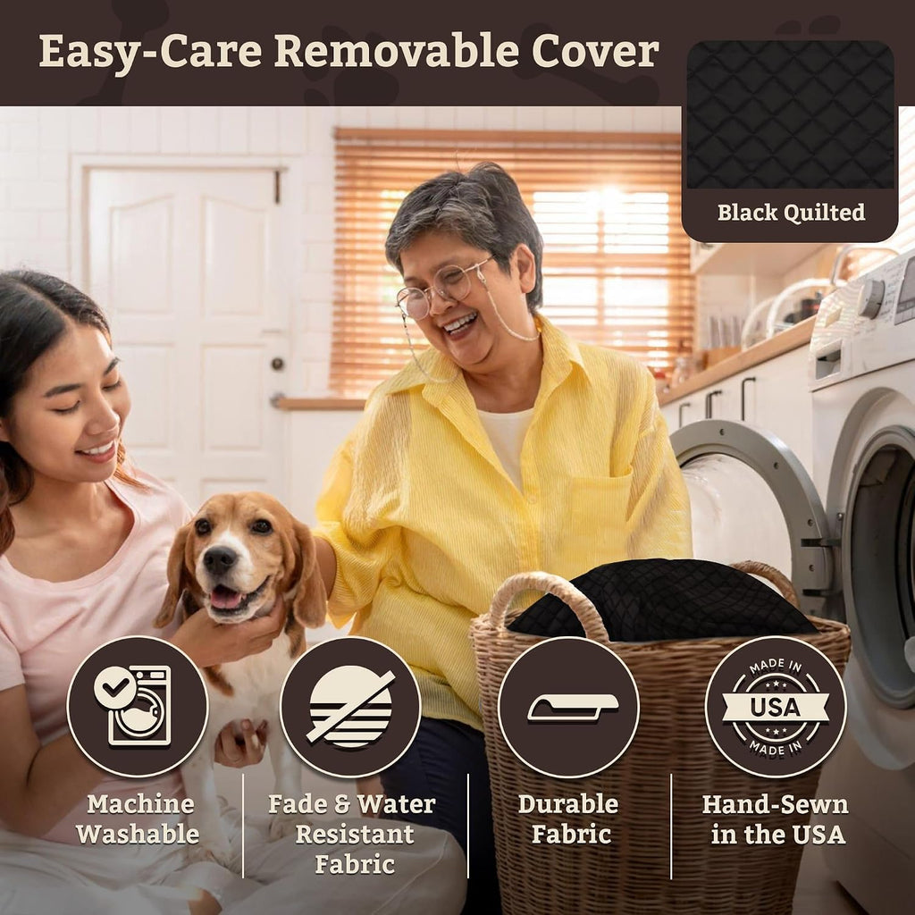 Snoozer Lookout I Car Seat - Dog Car Seats for Small Dogs, Puppy Booster Bed for Small & Medium Sized Pets Up to 25 Lbs, Elevated, Washable - Medium, Black Quilted