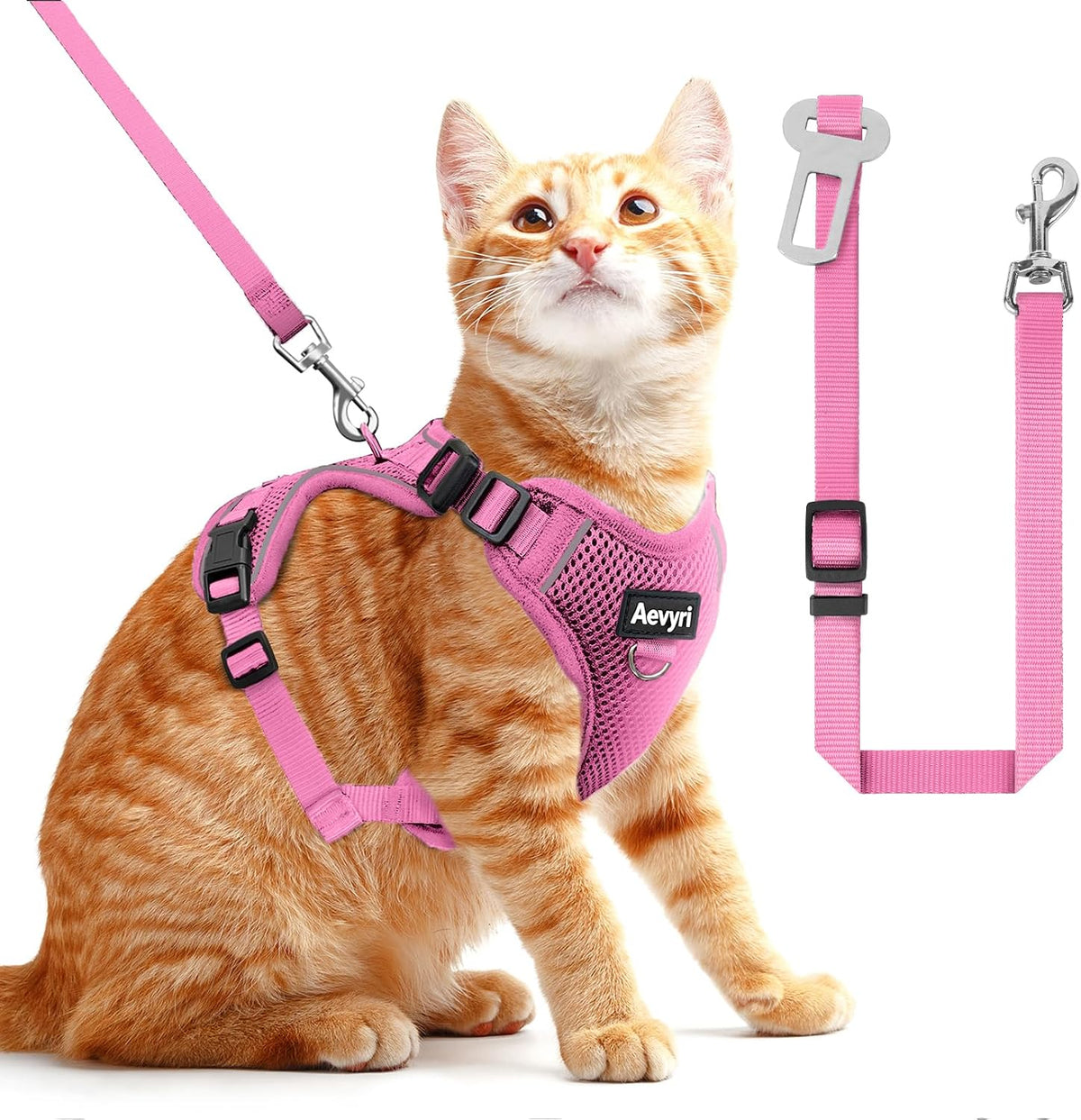 Cat Harness and Leash Set - Escape Proof Adjustable Cat Harness, Comfortable Soft Lightweight, Use Safe & Easy, Walking Travel Kitten Harness for Small Medium Large Cats, Brown, XS