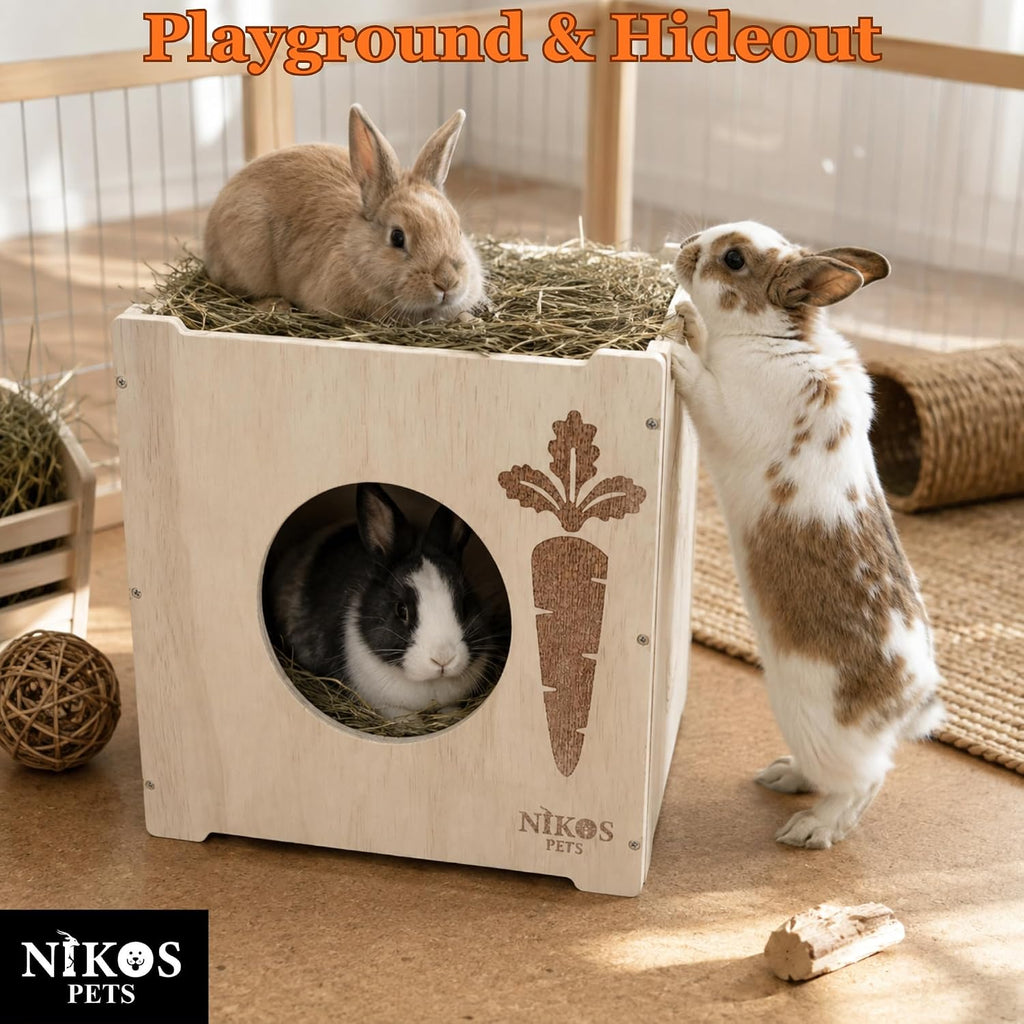 Wooden Rabbit Hideout, Rabbit Bed, Bunny Hideout, Indoor House, Outdoor Hut