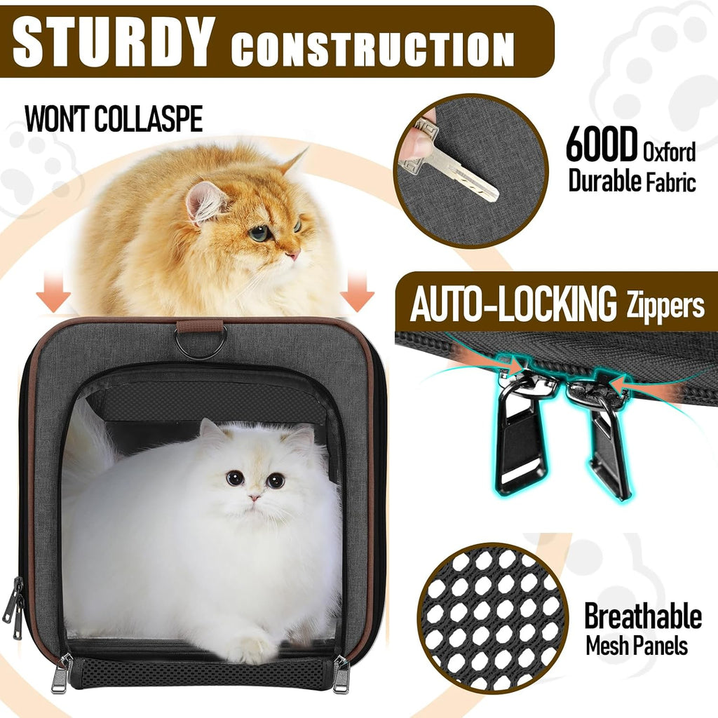 GAPZER Large Cat Carrier Soft, Collapsible Travel Pet Carry Bag, Small Dogs