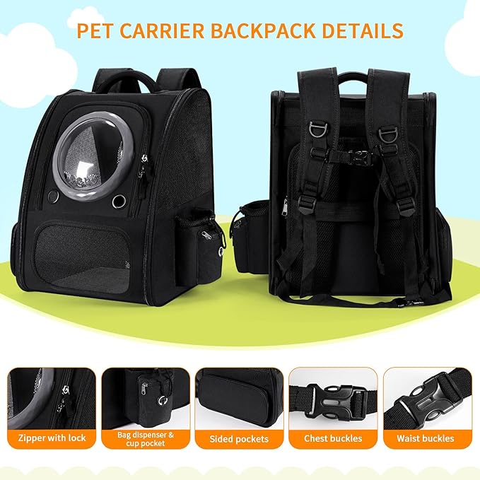 Dogs Backpack Carrier, Expandable Cat Carrier Backpack, Breathable Bubble Pet - Image 7