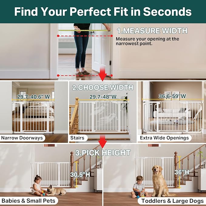 Cumbor 29.7-40.6" Baby Gate for Stairs, Mom's Choice Awards Winner-Dog Gate for - Image 3
