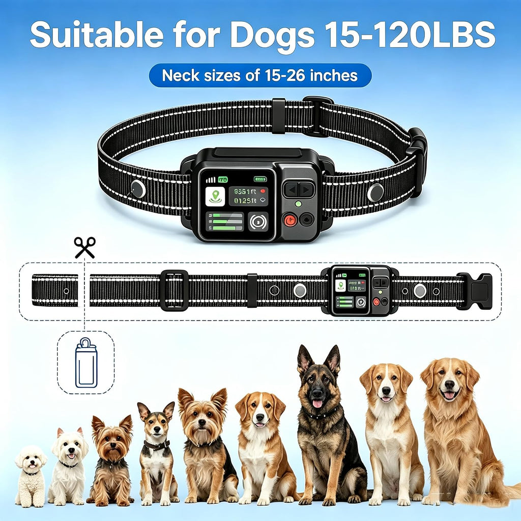 GPS Wireless Dog Fence, 49-6561ft Circular Boundary Collar, IP67