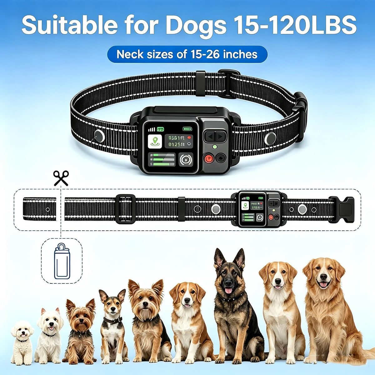 GPS Wireless Dog Fence, 49-6561ft Circular Boundary Collar, IP67