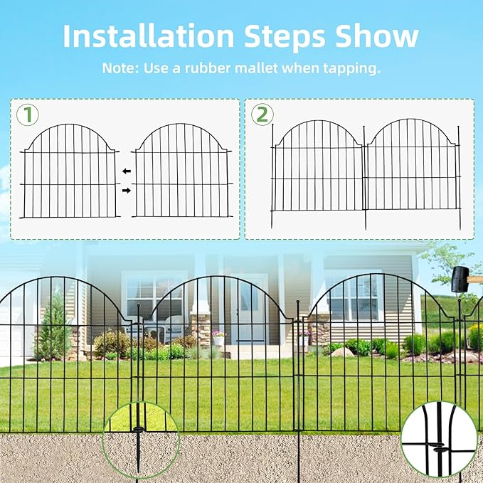 10 Panels No Dig Decorative Outdoor Garden Fence, 24in x20ft Animal Barrier - Image 6