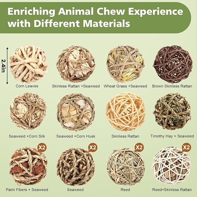 Bunny Chew Grass Balls, Rolling Chew Toys - Image 2