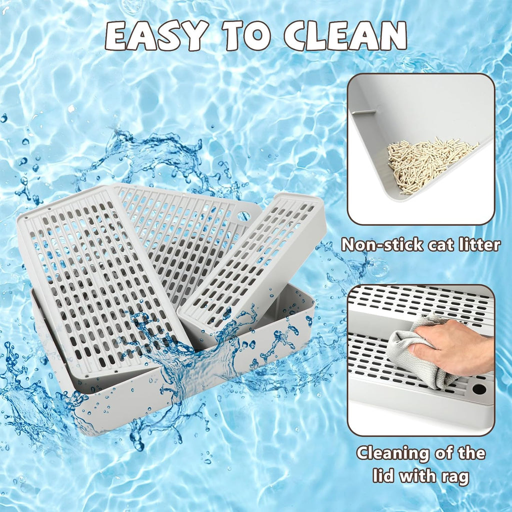 Adjustable 3-Step Cat Ramp for Litter Box, Litter Trapper, Grey