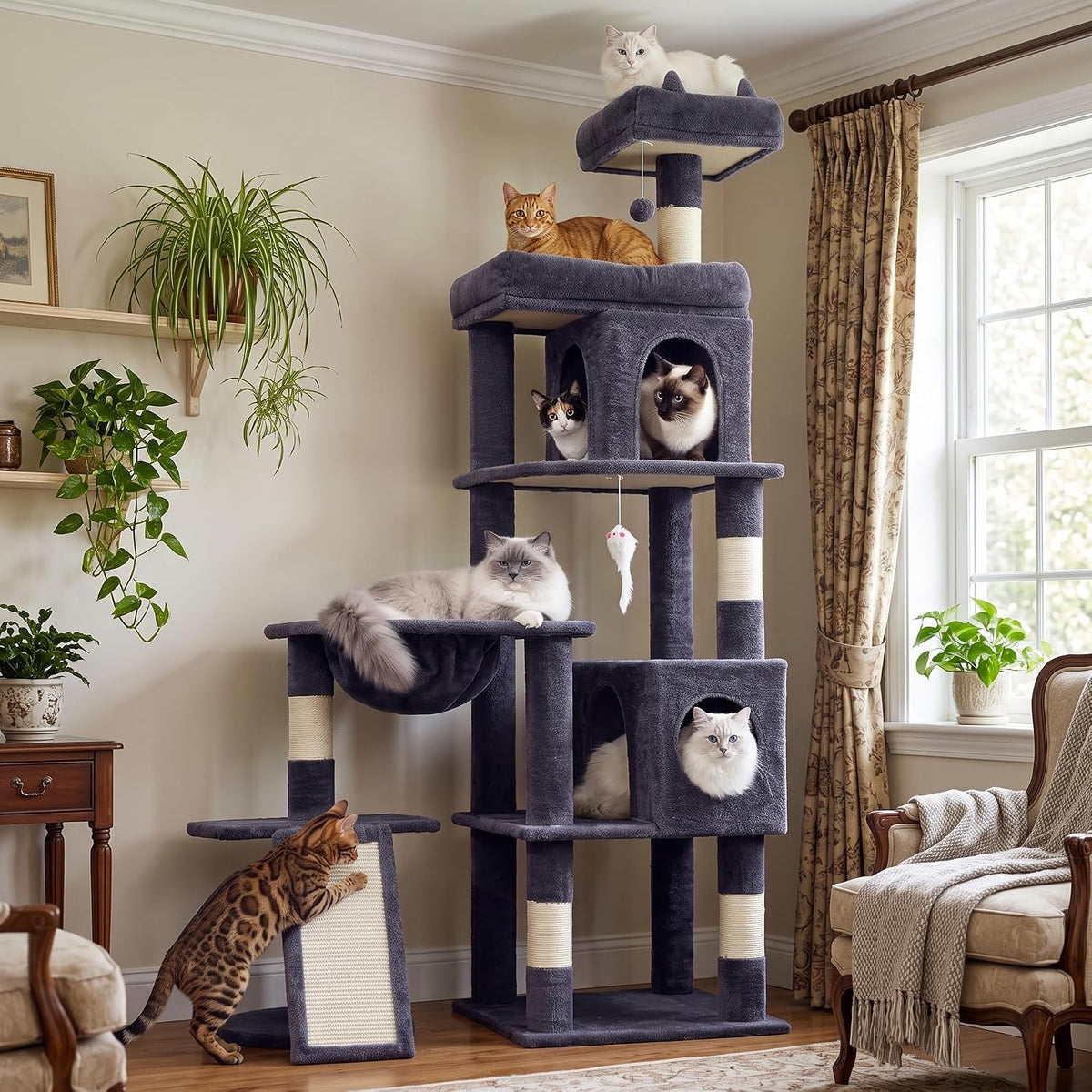 68 Inch Heavy Duty Cat Tree Tower for Indoor Cats Large Adult