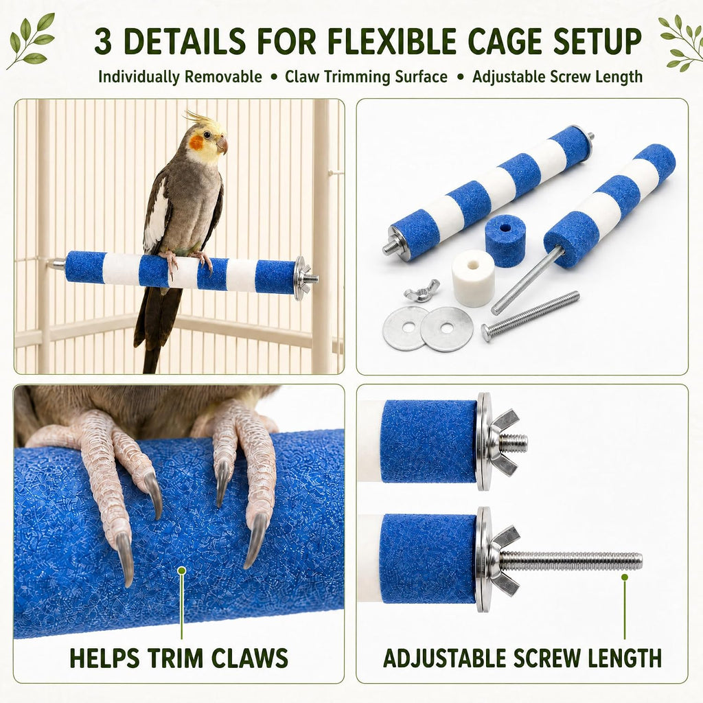 Bird Perch for Cage, 3 Pcs, Parrot Perch for Conure, Cockatiel & Parrot