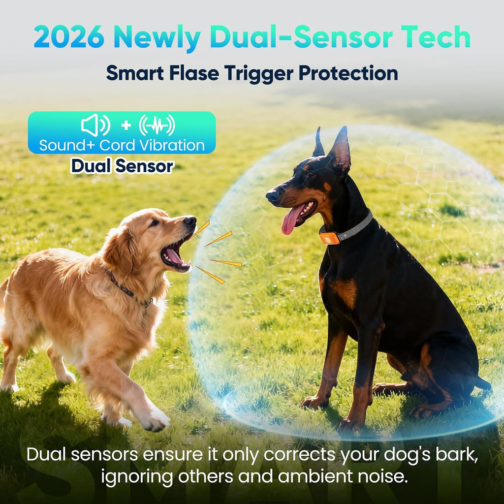 Smart Bark Collar for Large Medium Small Dogs, Rechargeable No-Bark Collar, Stop Barking Collar, 2026 Upgraded Dog Bark Collar with 3 Modes, 7 Sensitivity, Bright Orange