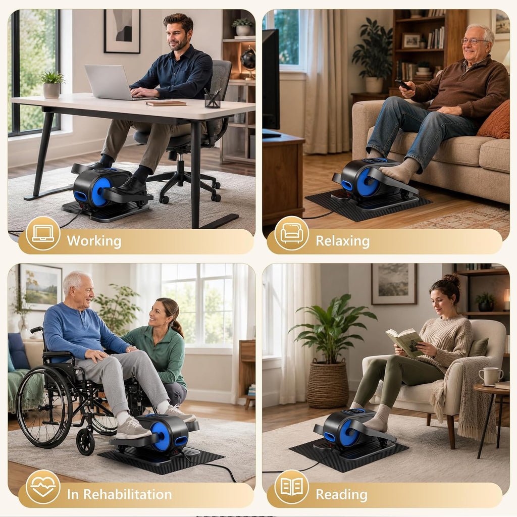 Low Impact Under Desk Elliptical, Leg Exerciser for Seniors Blue