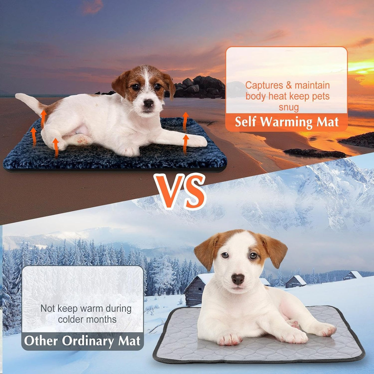 Drydiet 4 Pack Self Warming Cat Mat for Pets, 16 x 20 Inch, Blue, Solid