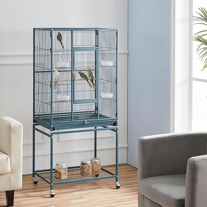 Yaheetech 54inch Metal Large Parrot Parakeet Flight Bird Cage w/Rolling Stand - Image 2