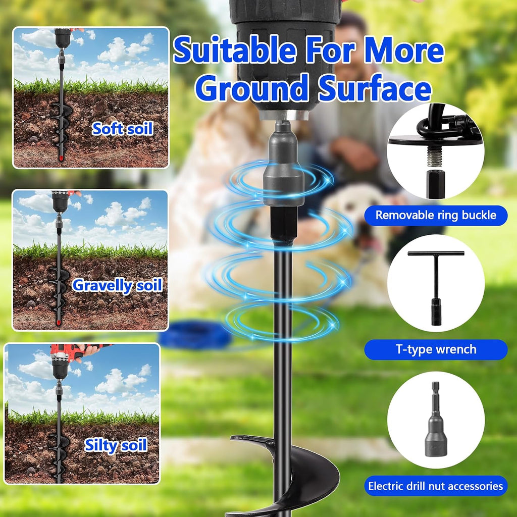 Heavy Duty Dog Tie Out Cable&Stake,30FT Dog Leads,Spiral Stake,Up to 200lbs