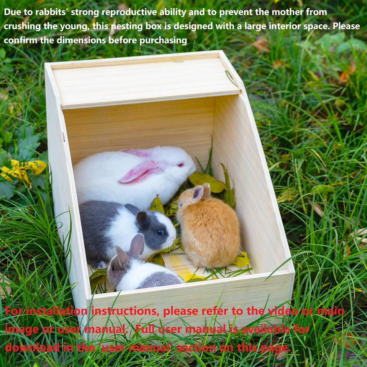 Rabbit Nesting Box, 18"x13"x12", Wood