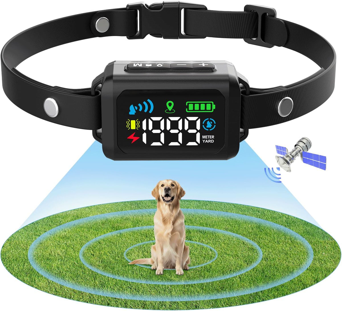 Wireless Dog Fence, GPS Dog Collar Fence System with 3 Warming Modes