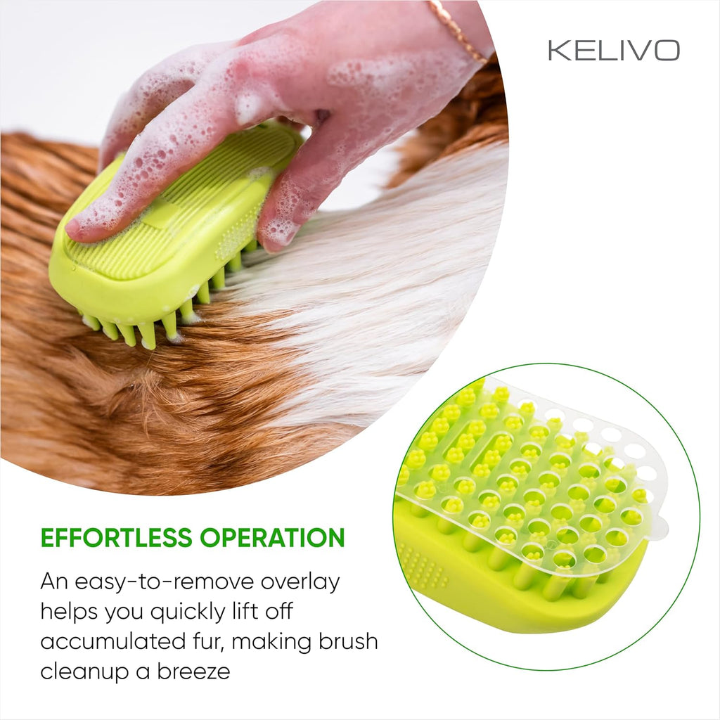 Dog Bath Brush Scrubber & Massage - Rubber Cat and Dog Scrubber for Bath - Pet Washing Brush with Soft Silicone Bristles & Screen - Dogs Shower Brush for Bathing, Deshedding Short or Long Pet Hair