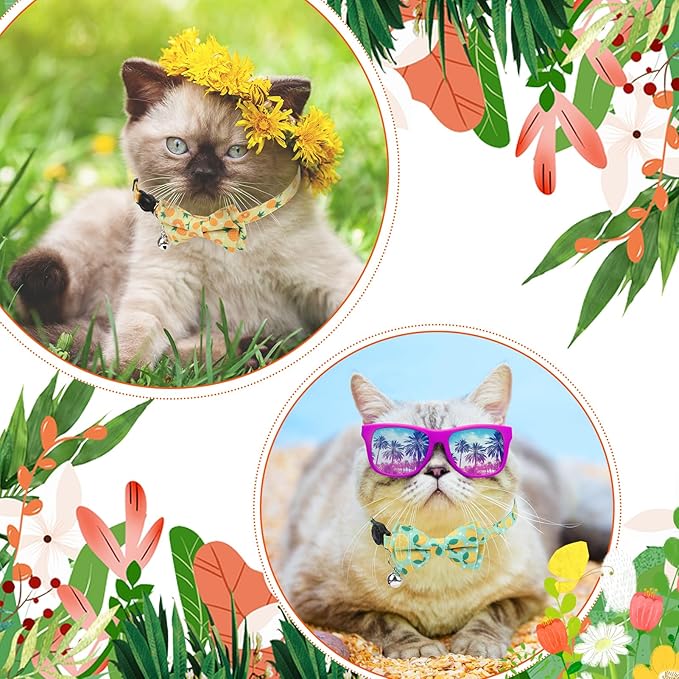 4 Pack Cat Collar with Bow Tie and Bell Breakaway Fruit Cat Collars Spring - Image 7