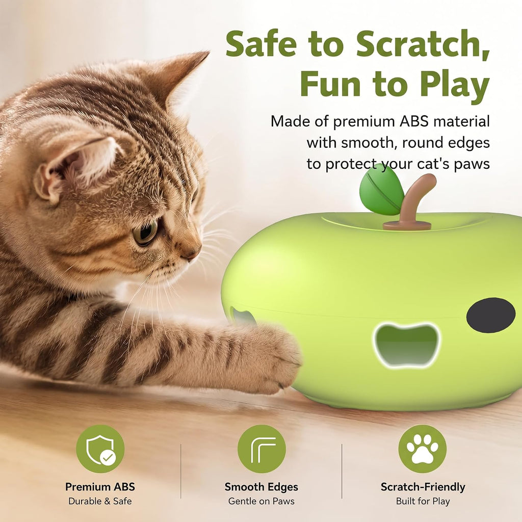 Cat Toys Rechargeable Interactive itten toys , Smart Sensor Automatic Feather Toy with 7 Random Holes, Quiet USB Powered Pop-Up Kitten Toy Simulates Hunting for Indoor Cats, green