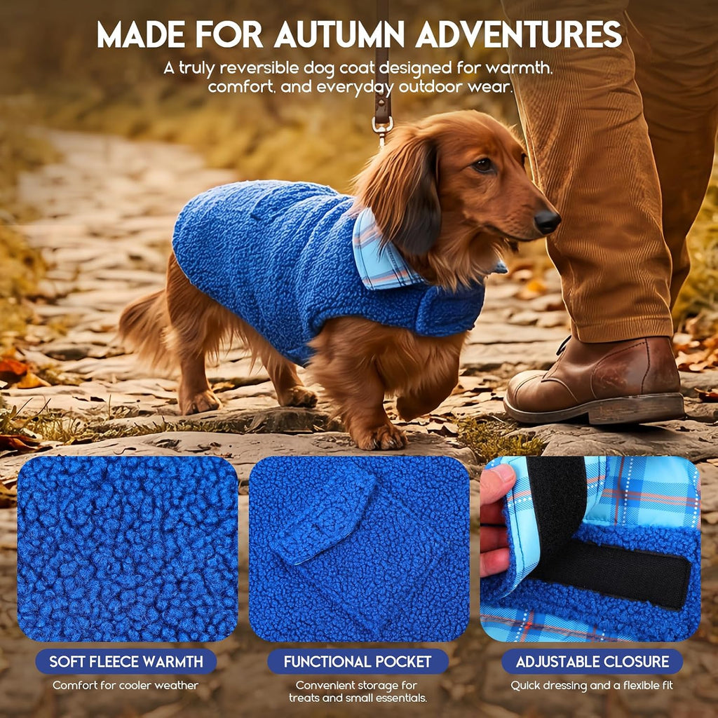ASENKU Dog Winter Coat, Reversible Dog Jacket for Small Medium Large Dogs
