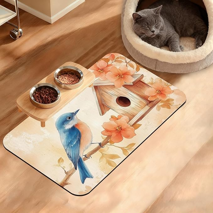 Dog Bowl Mat, Fall Leaves Absorbent Dogs Placemat by Unknown