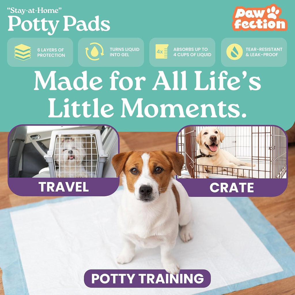 23.6" x 29.5" Unscented Puppy Pads – 120 Count Pee Pads for Dogs – 6-Layer Absorbent Design – Holds up to 4 Cups of Liquid – Leak Proof & Tear Resistant for Indoor or Travel Crate Use