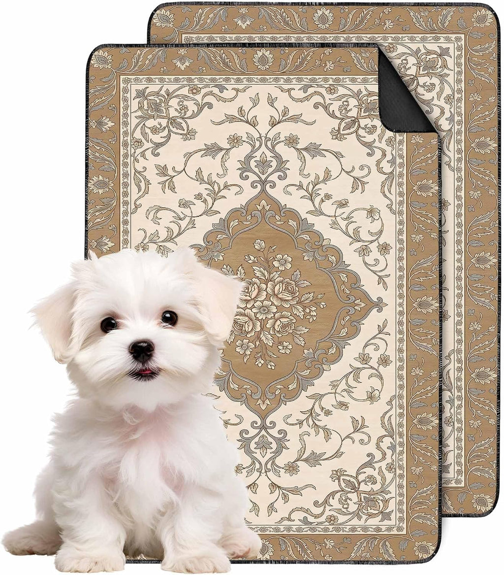 Boho Washable Pee Pads for Dogs & Cats - 2 Pack 24"x36" Ultra-Absorbent, Leak-Proof & Non-Slip Reusable Training Mats for Puppy, Senior Pets, Crate, Playpen, Whelping Box & Car Travel