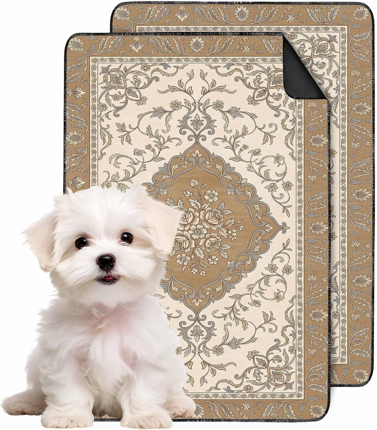 Boho Washable Pee Pads for Dogs & Cats - 2 Pack 24"x36" Ultra-Absorbent, Leak-Proof & Non-Slip Reusable Training Mats for Puppy, Senior Pets, Crate, Playpen, Whelping Box & Car Travel