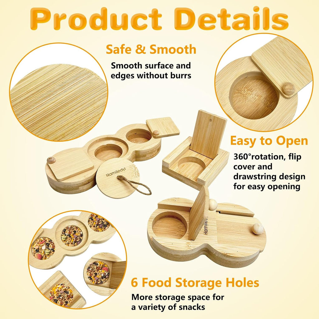 Hamiledyi 3 Pack Guinea Pig Foraging Toys Interactive Wooden Rabbit Enrichment Toys Hamster Hide Treats Snuffle Puzzle Game for Chinchilla Bunny Rat Gerbil