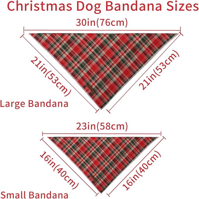 Christmas Plaid Dog Bandana–Red and Green Checked Triangle Scarf - Image 6