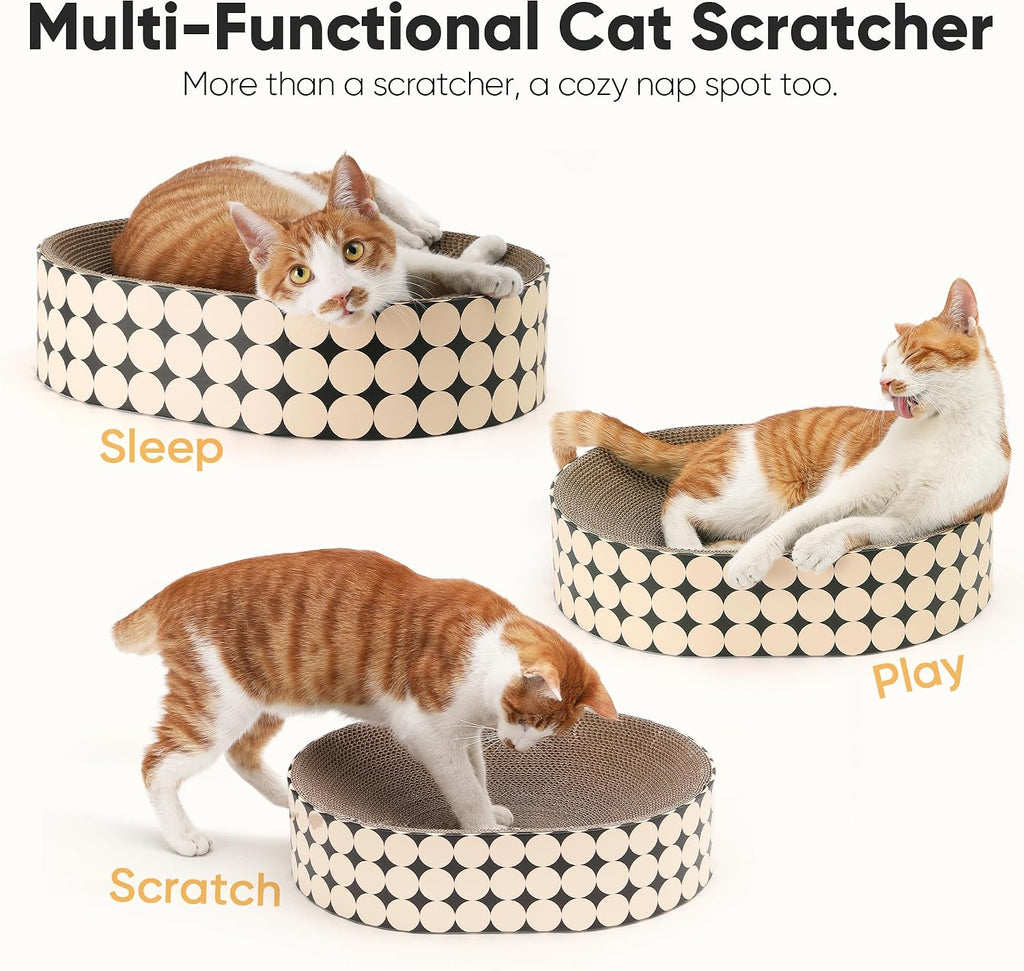 FUKUMARU Cardboard Cat Scratcher Bed, 2-in-1 Oval Cat Scratch Pad