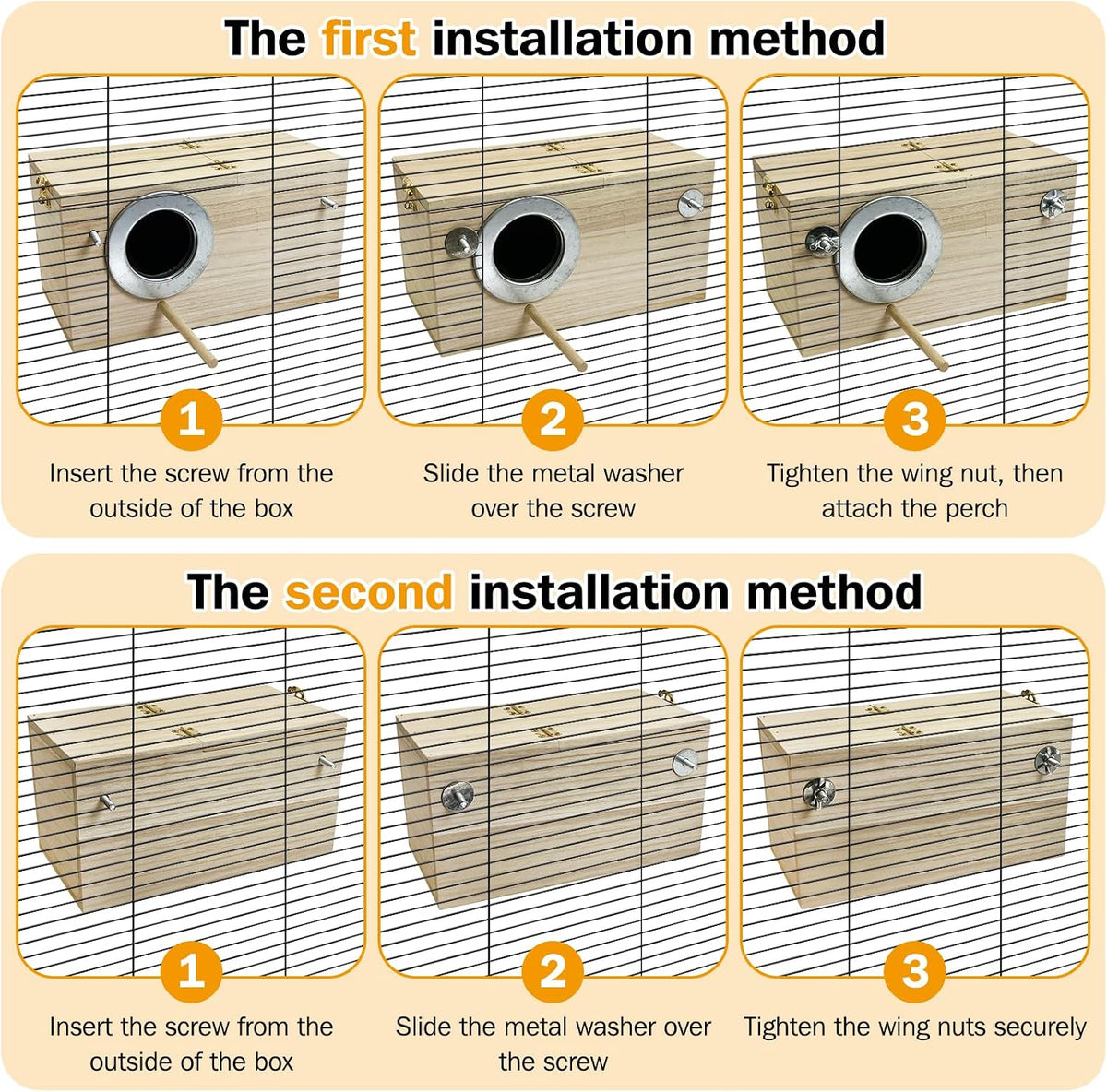 Parakeet Nesting Box, Bird Nest Breeding Box Cage Wood House for Finch Lovebirds Cockatiel Budgie Conure Parrot (M:9.6"×5"×5")