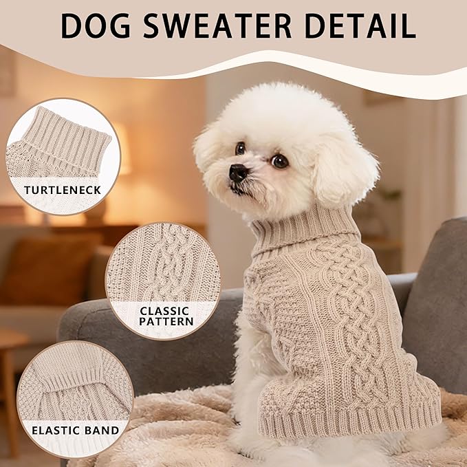 Dog Sweaters Small Dog Clothes Winter Turtleneck Puppy Sweater Warm Pet Cat - Image 3