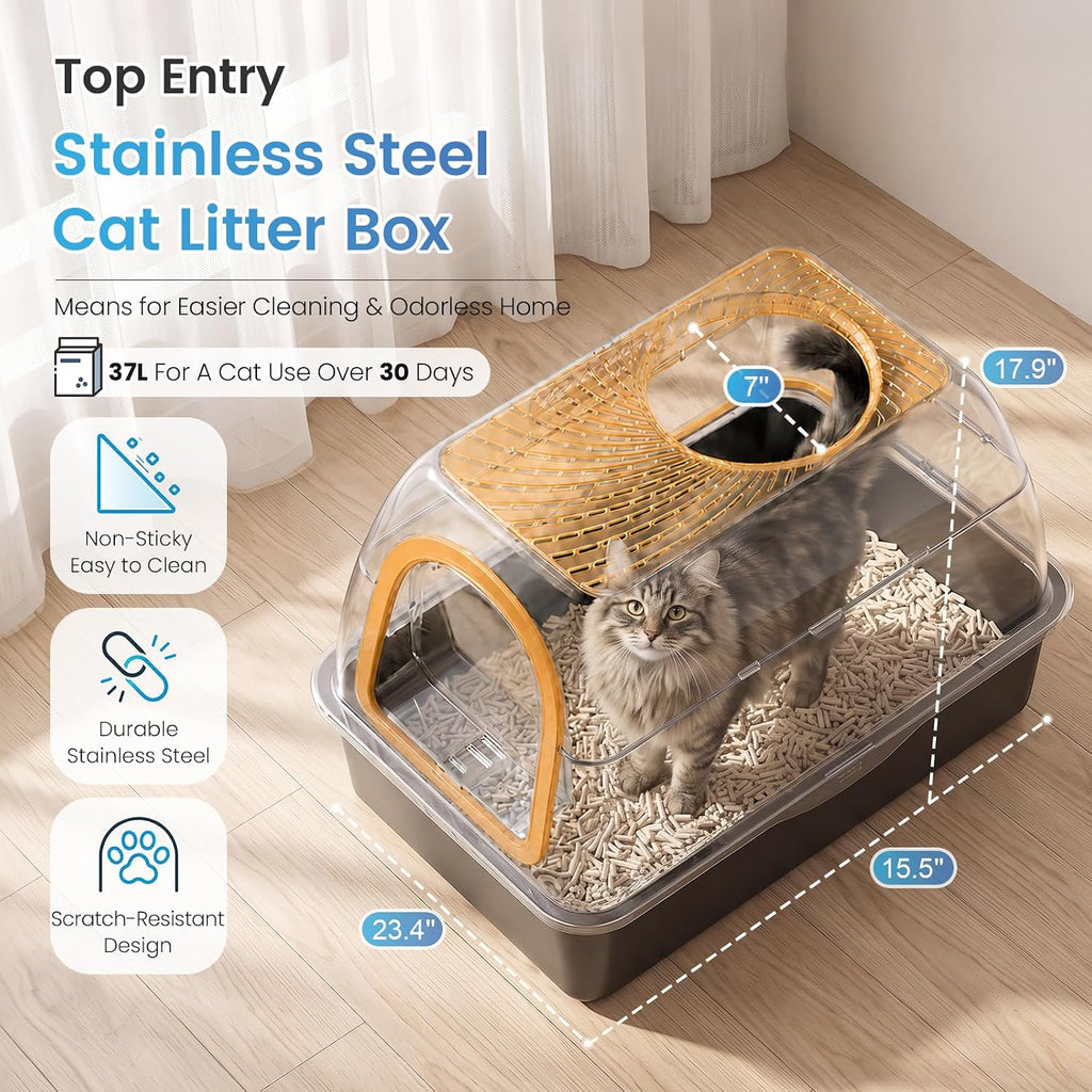 SuzziPaws Stainless Steel Litter Box Dog-Proof Leak-Proof for Multi-Cats