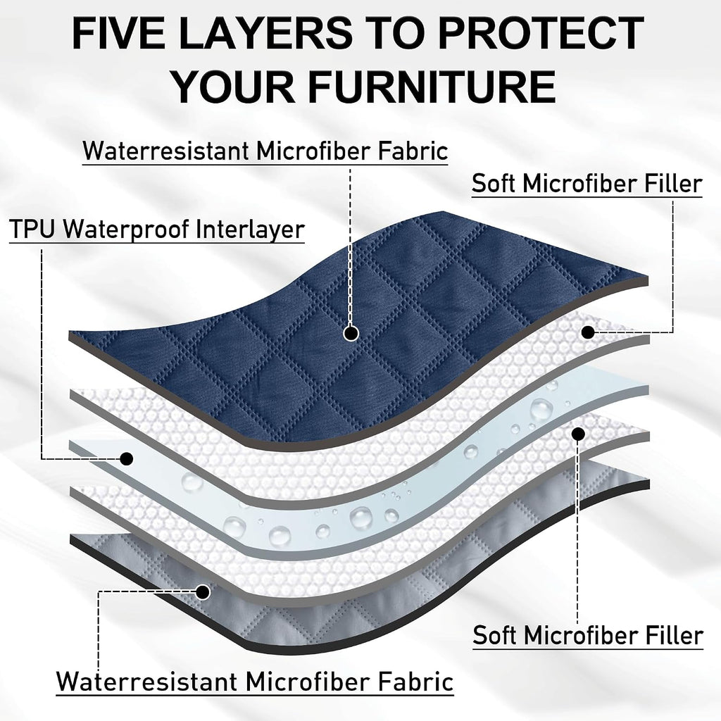 NICETOWN Waterproof Pet Blanket, Liquid Pee Proof Dog Blanket for Sofa Bed Couch, Reversible Floor Bed Furniture Protector Cover for Small Medium Large Dogs Cats, 1 Panel, Navy/Stone Blue, 62" x 82"