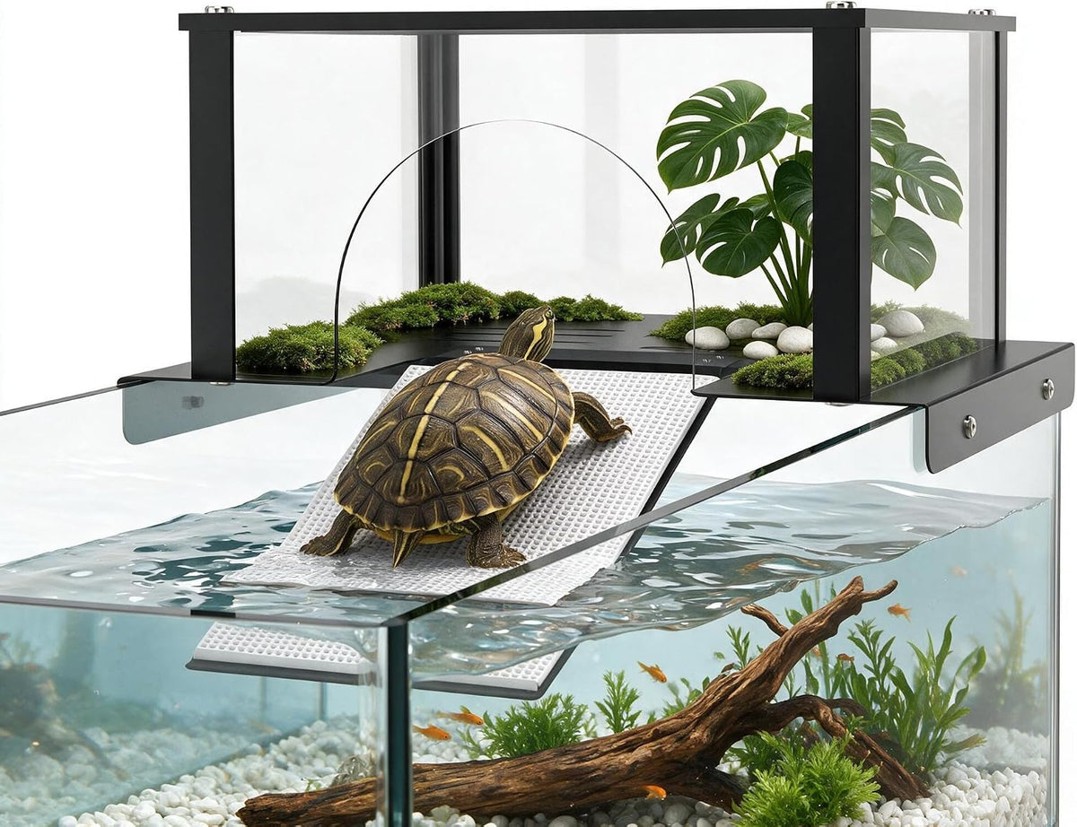 Turtle Basking Platform for Aquatic Turtles, 8–11 Inch, with Climbing Ramp