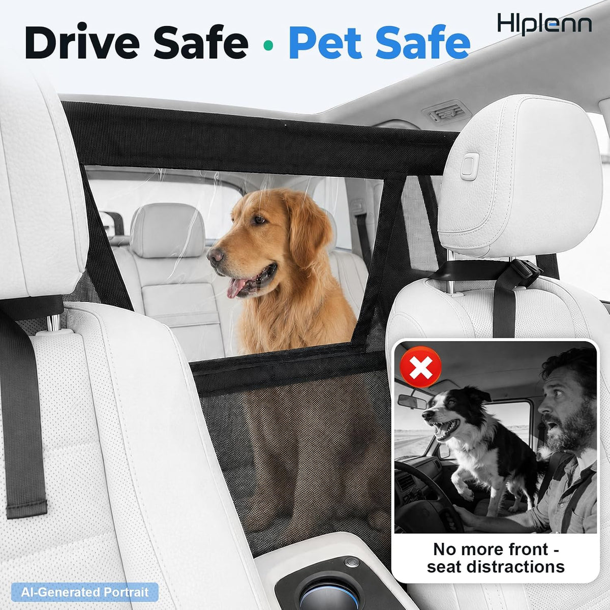 Dog Car Barrier, 56" Wide Metal Pet Divider for SUV Truck Sedan