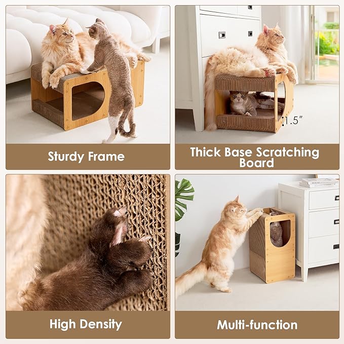 EHEYCIGA Cardboard Cat Scratcher House, 23-Inch Corrugated Cat Scratcher - Image 5