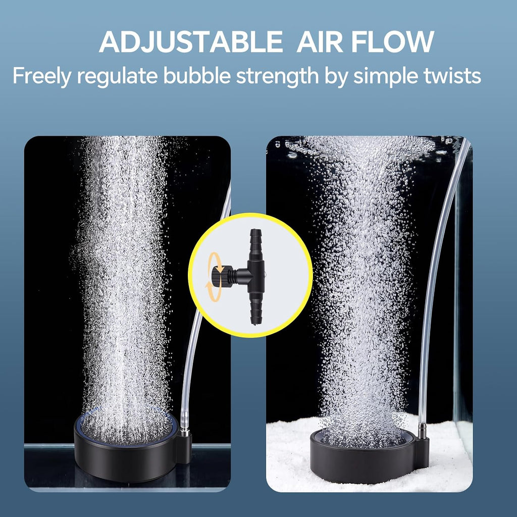 Fine Bubble Aquarium Air Stones,Adjustable Flow Fish Tank Bubbler