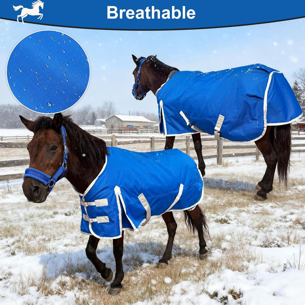 Water Resistant Turnout Horse Blanket with Neck Cover Belly Surcingle 51in